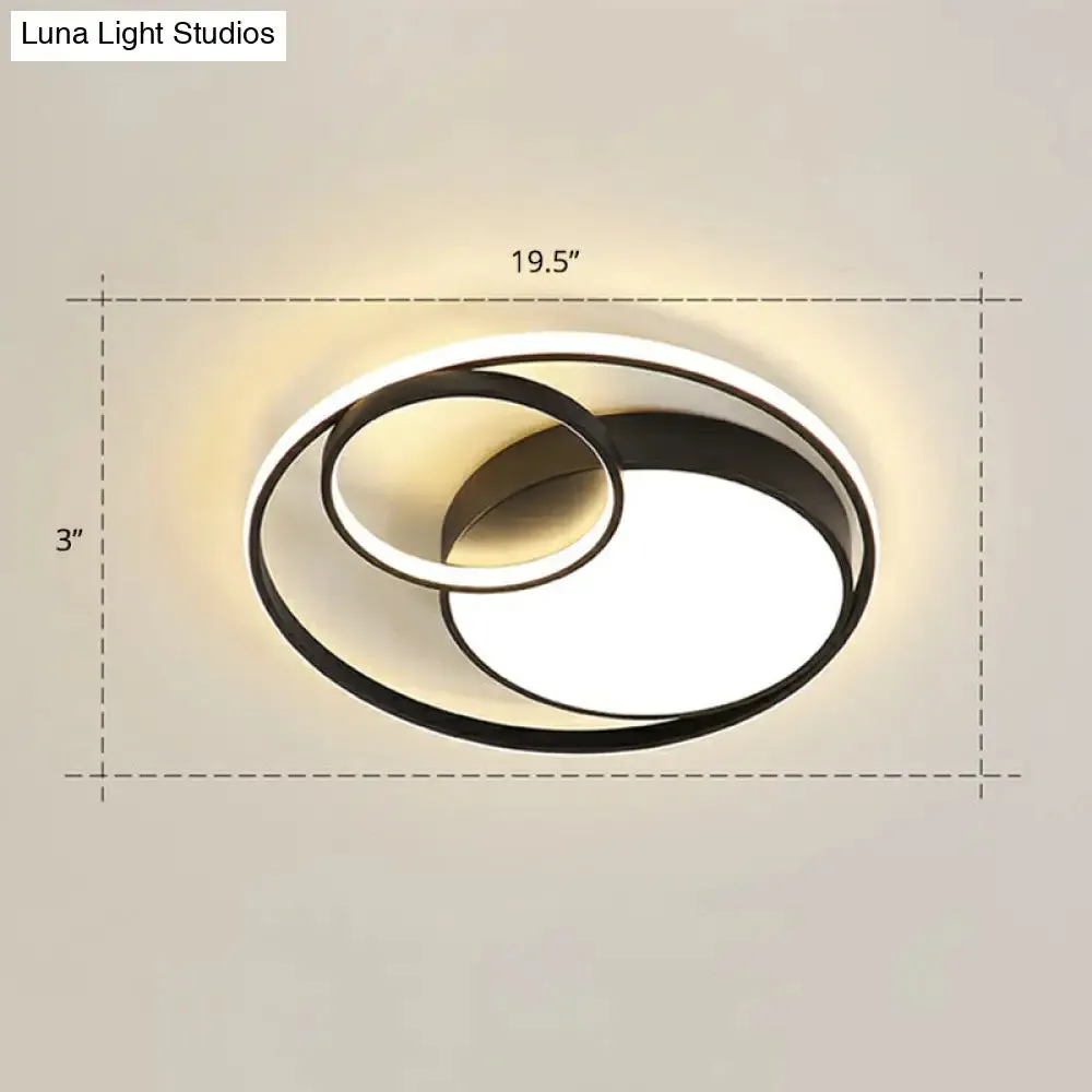 Modern Flushmount LED Ceiling Light Fixture | Stylish Ring Design for Bedrooms | Metal Flush Mount Lighting