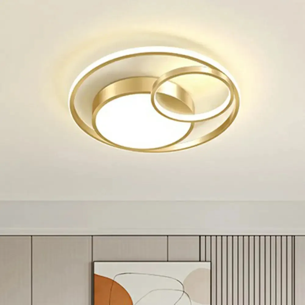 Modern Flushmount LED Ceiling Light Fixture | Stylish Ring Design for Bedrooms | Metal Flush Mount Lighting