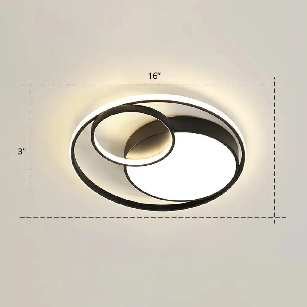 Modern Flushmount LED Ceiling Light Fixture | Stylish Ring Design for Bedrooms | Metal Flush Mount Lighting