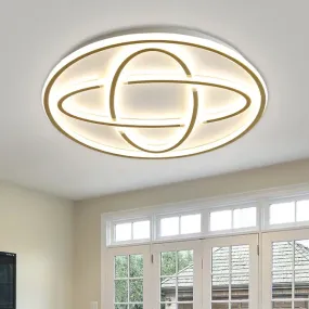 Modern Gold Metal LED Flush Mount Ceiling Light for Living Room