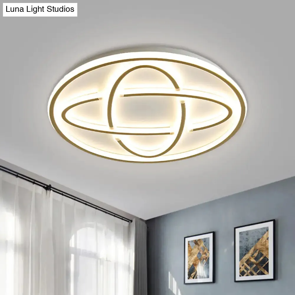 Modern Gold Metal LED Flush Mount Ceiling Light for Living Room