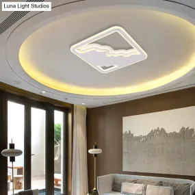 Modern LED White Flush Mount Ceiling Light, Ultra Thin Design, 19"/35.5" Wide