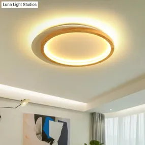 Modern Wooden LED Spotlight Flush Mount Ceiling Light for Living Room - 16"/23.5" Width