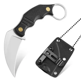 NedFoss VULTURE EDC Neck Knife with Kydex Sheath, 2.3" 14C28N Steel Fixed Blade Claw Knife with G10 Handle and Adjustable Belt Clip, Utility Belt Knife Necklace for Men Women