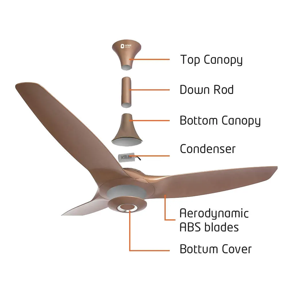 Orient Aeroquiet Ceiling Fan 1200mm Caramel Brown