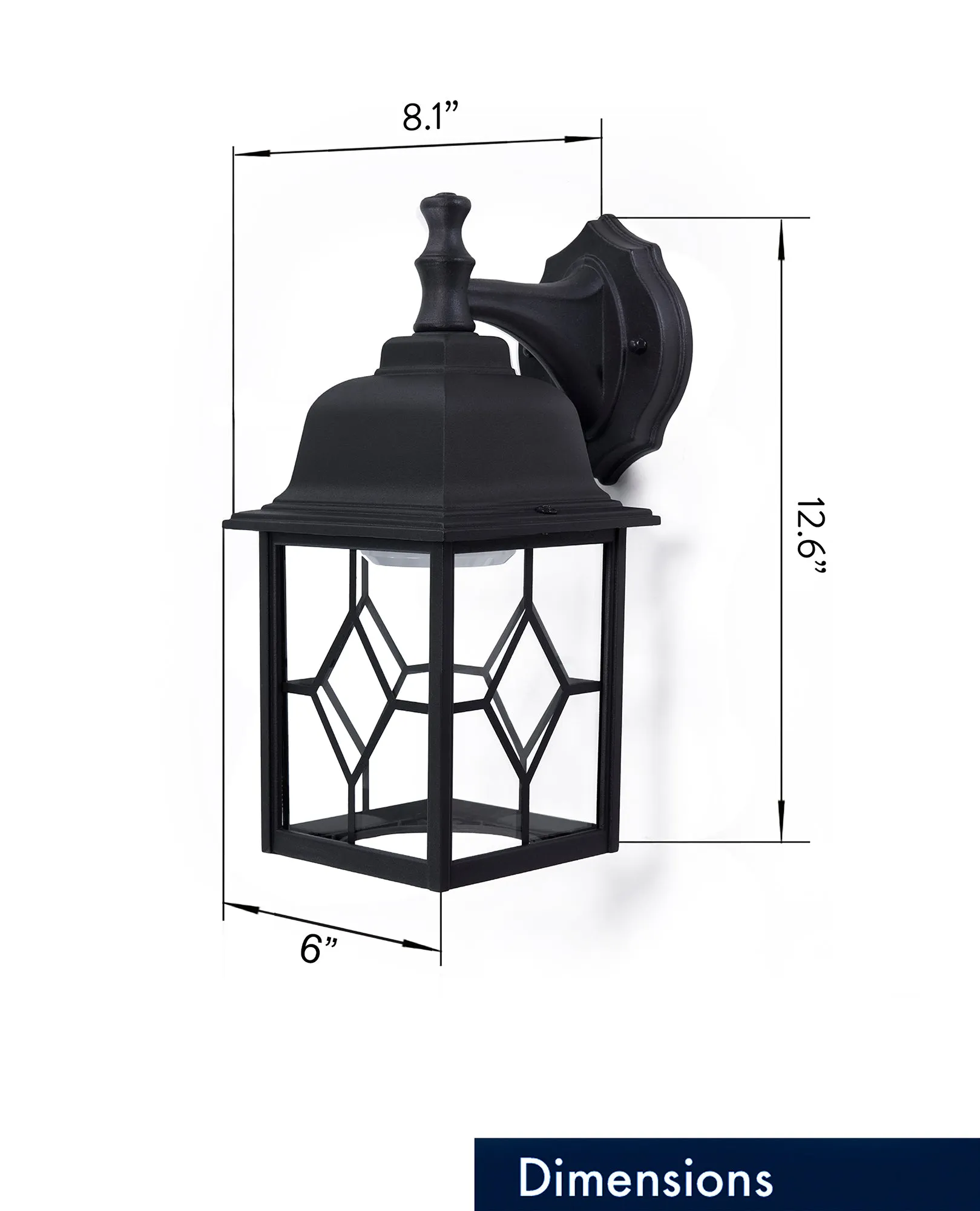 Outdoor Integrated LED Square Wall Light, 1000 Lumens, 3K Warm White, Wet Location, Black  or White Finish with Decorative Clear Glass