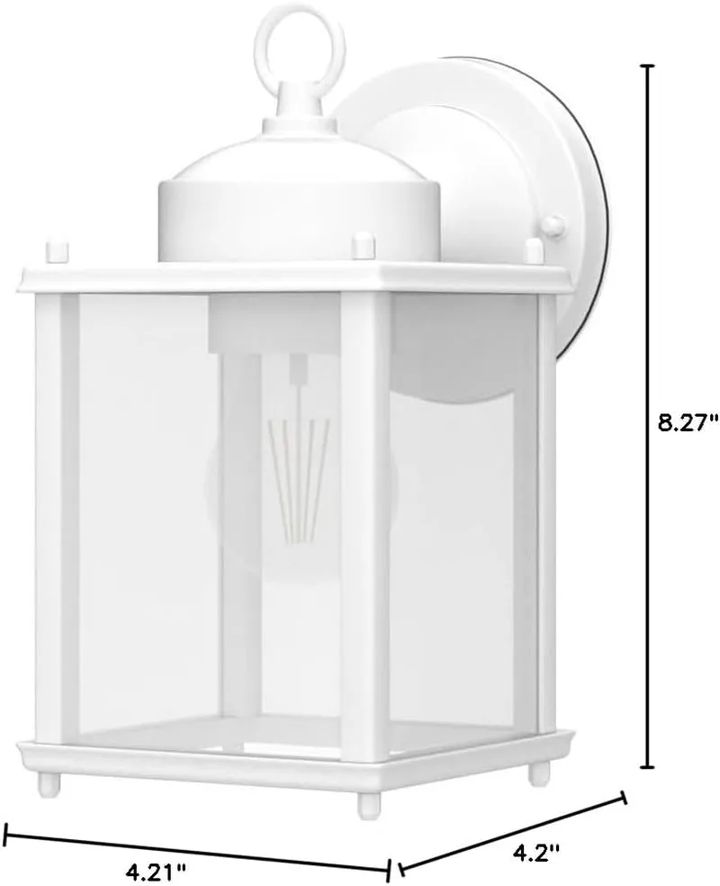 Outdoor Wall Lantern, Exterior White Waterproof Wall Sconce Lighting Fixtures, Front Door Wall Lights with Clear Beveled Glass Shade, 2 Pack