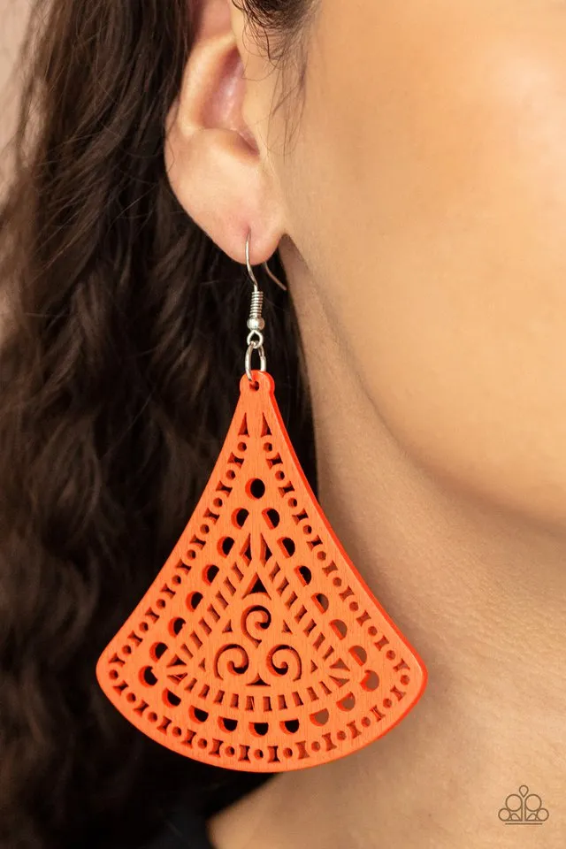 Paparazzi Earring ~ FAN to FAN - Orange