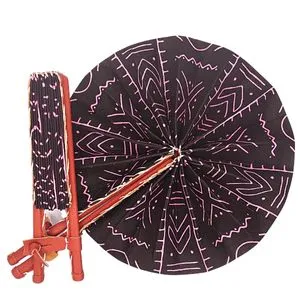 Pink and Black African Print Handmade Fan