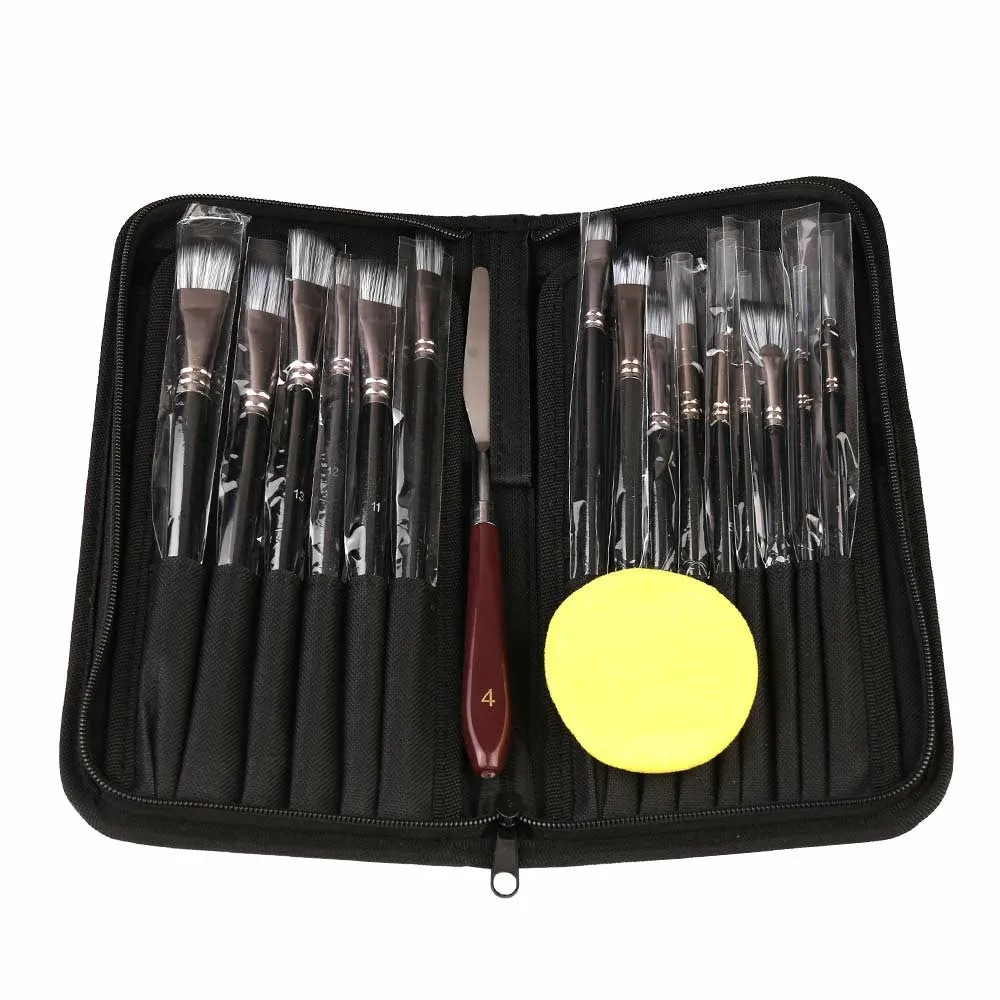 Pro Art Paint Brush Set w/ Bag - Black