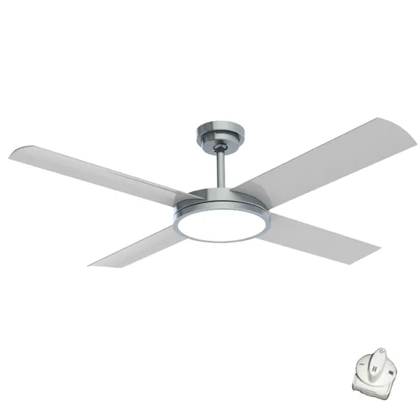 Revolution 3 Ceiling Fan with LED Light & Wall Control by Hunter Pacific – Brushed Aluminium 52″