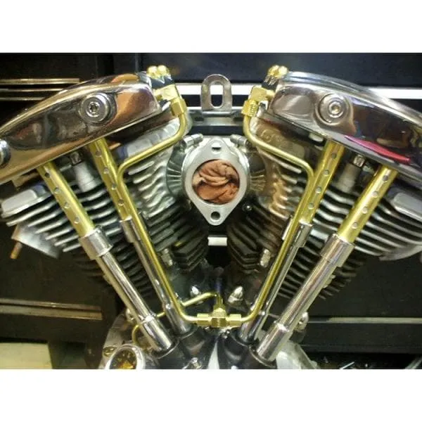 Shovelhead Rocker Box Split Oil Lines - Brass