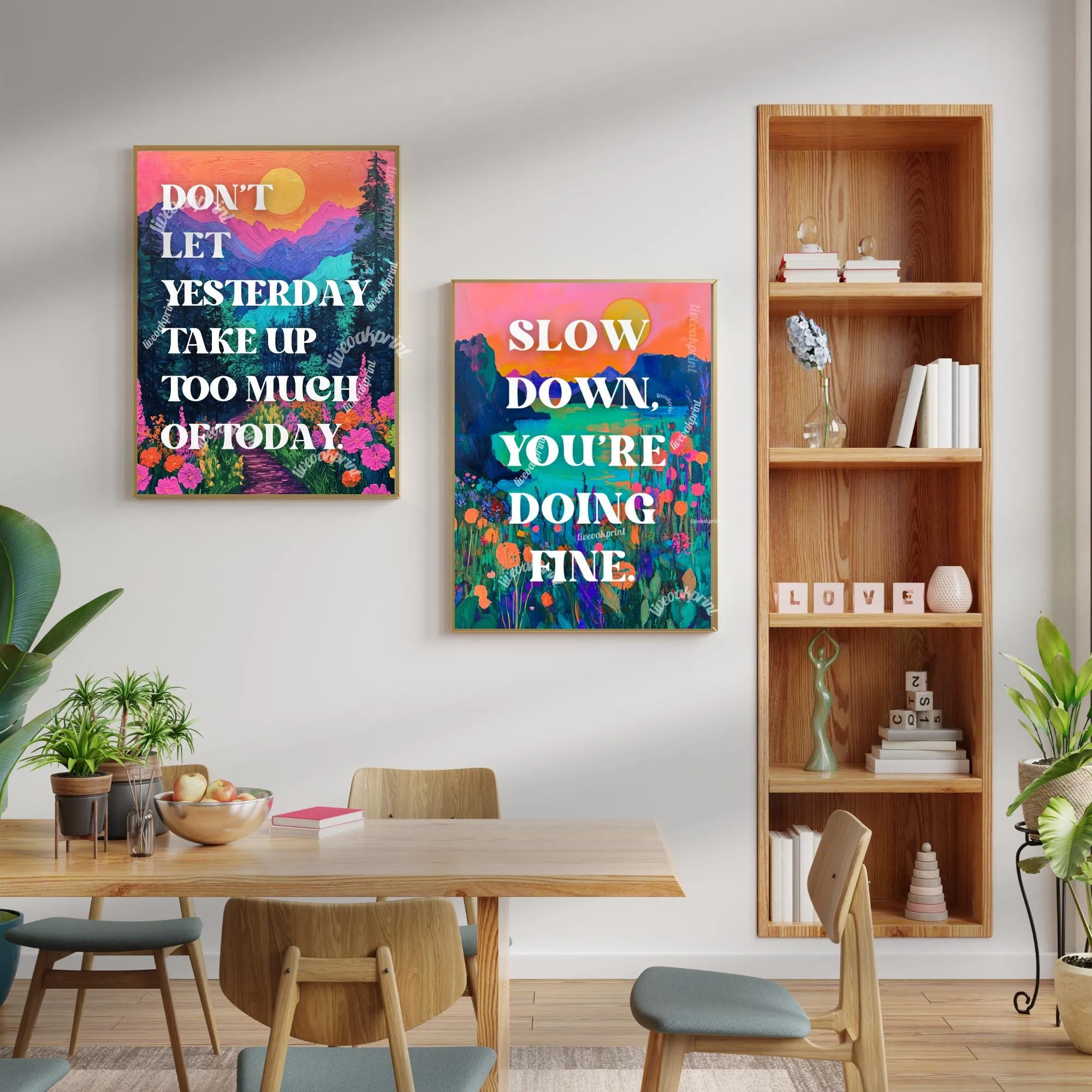 Slow Down You're Doing Fine print - Anti Anxiety Wall Art  - 1970s Retro Inspired Beach Interior Print - Eclectic Decor - Maximalist Art