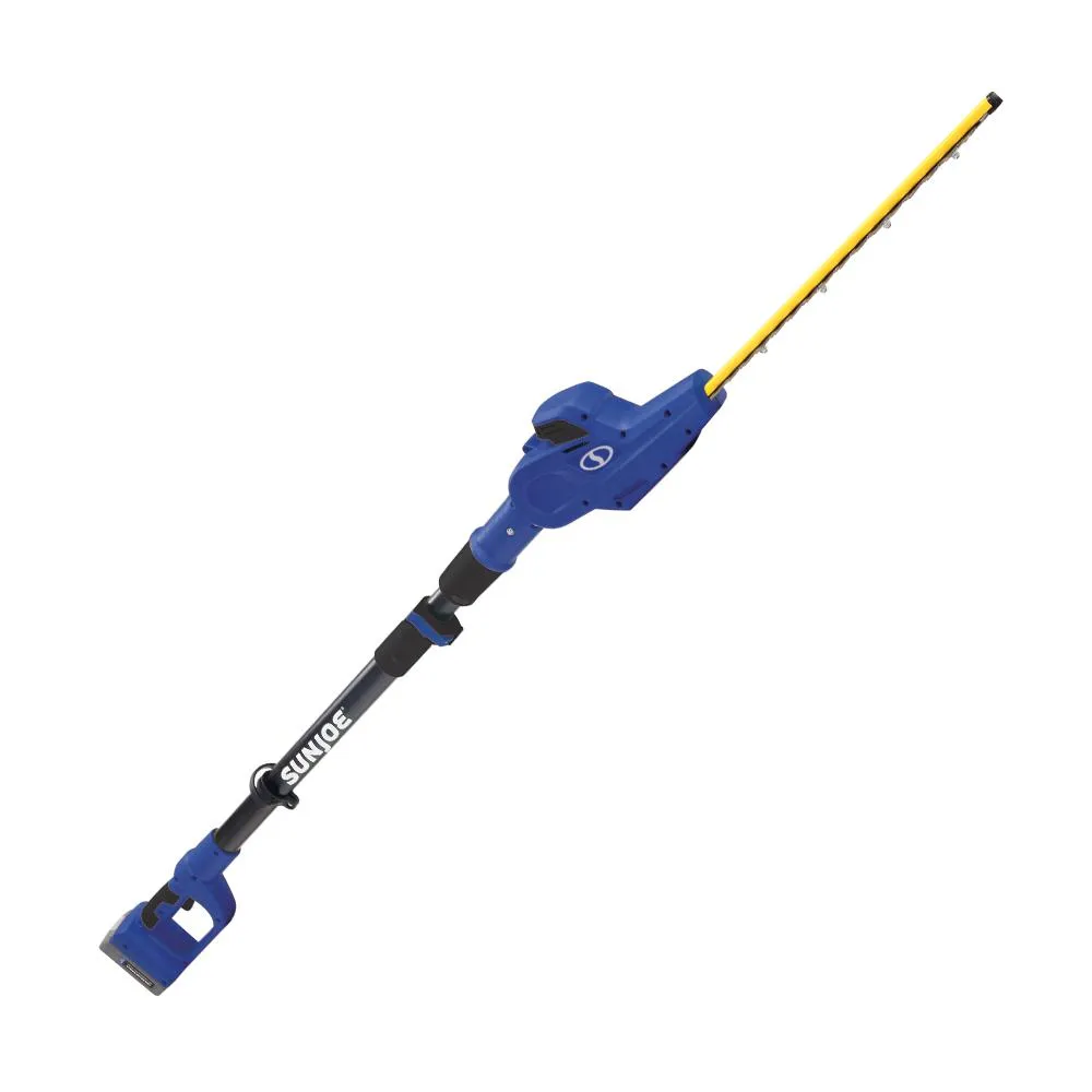 Sun Joe 20VIONLT-PHT17-SJB 20-Volt iON Cordless Telescoping Pole Hedge Trimmer Kit | 17-inch | Dual Action | W/ 2.5-Ah Battery and Charger (Blue)