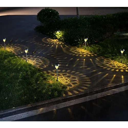 twinkya 6 Pack Solar Lights Outdoor Garden Decor Decorative Stainless Steel Waterproof Bright Solar Powered Pathway Landscape Lights for Patio Yard Path Backyard Walkway Sidewalk Driveway Decor