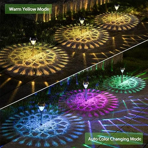 twinkya 6 Pack Solar Lights Outdoor Garden Decor Decorative Stainless Steel Waterproof Bright Solar Powered Pathway Landscape Lights for Patio Yard Path Backyard Walkway Sidewalk Driveway Decor