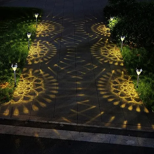 twinkya 6 Pack Solar Lights Outdoor Garden Decor Decorative Stainless Steel Waterproof Bright Solar Powered Pathway Landscape Lights for Patio Yard Path Backyard Walkway Sidewalk Driveway Decor