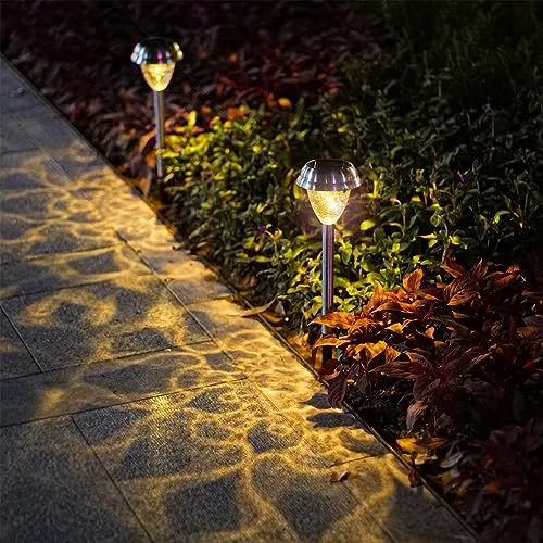 twinkya 6 Pack Solar Lights Outdoor Garden Decor Decorative Stainless Steel Waterproof Bright Solar Powered Pathway Landscape Lights for Patio Yard Path Backyard Walkway Sidewalk Driveway Decor