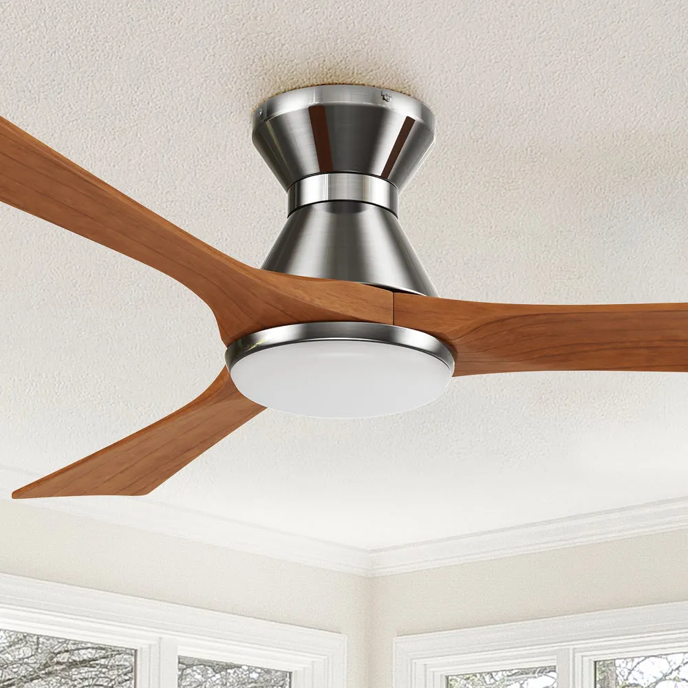 Varennes Flush Mount Ceiling Fan with LED Light and Remote 52 inch