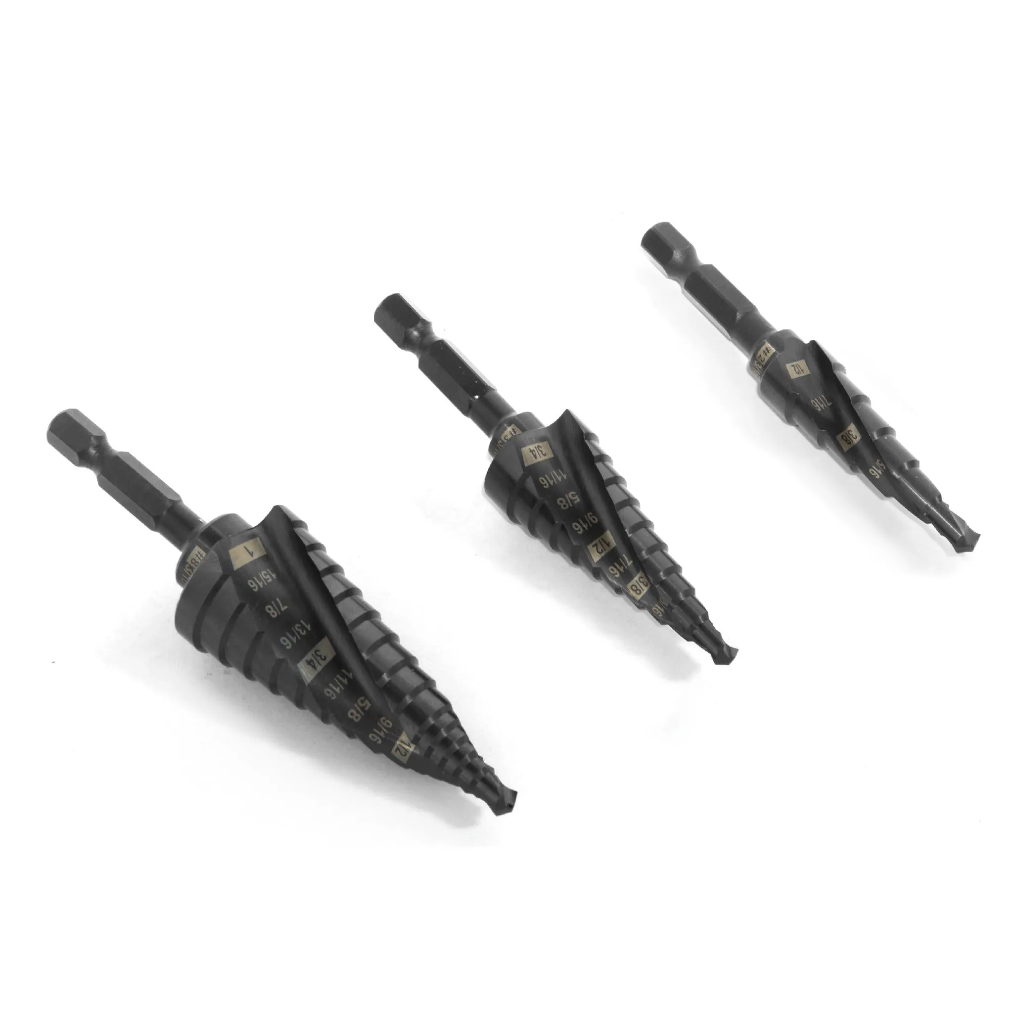 WEN DB238X 3-Piece Impact-Duty Titanium Step Drill Bit Set with #2, #3, and #8 Step Drill Bits