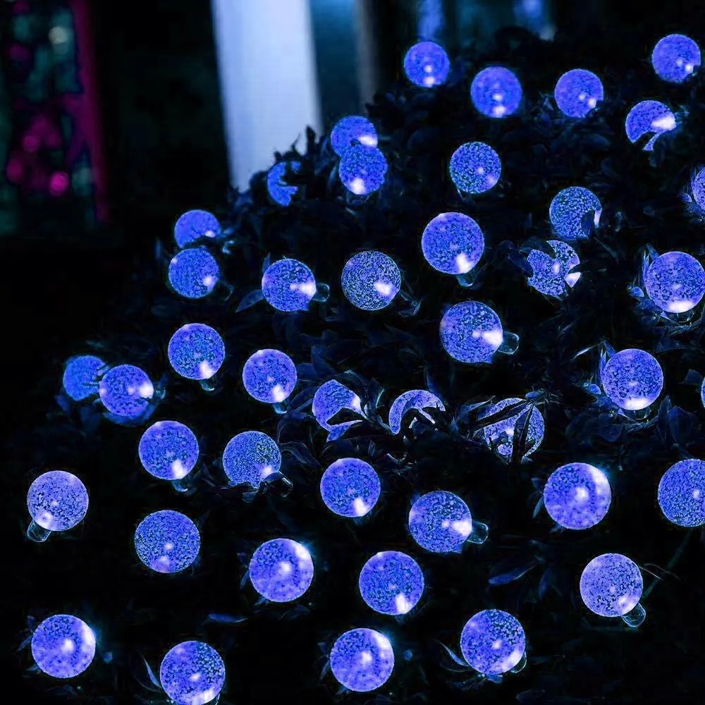 White & Blue Led String Lights In Crystal Balls Design