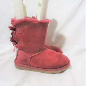 Womens Girls UGG 1002954 BAILEY BOW SUEDE Boots Shoes 5  PINK FUSCHIA