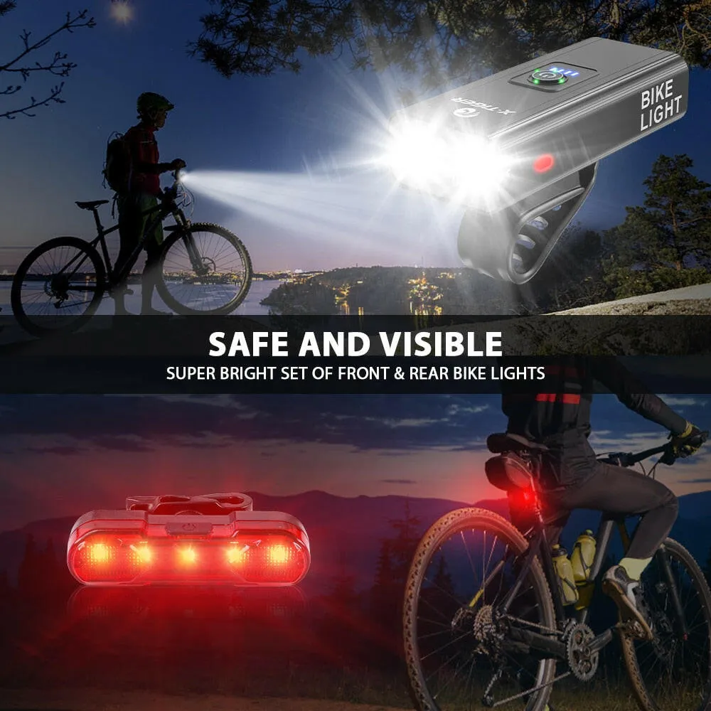 X-TIGER Bicycle Light Set Rainproof Headlight   Tail light USB Charging LED Cycling Lights Front Lamp Ultralight Bike Flashlight