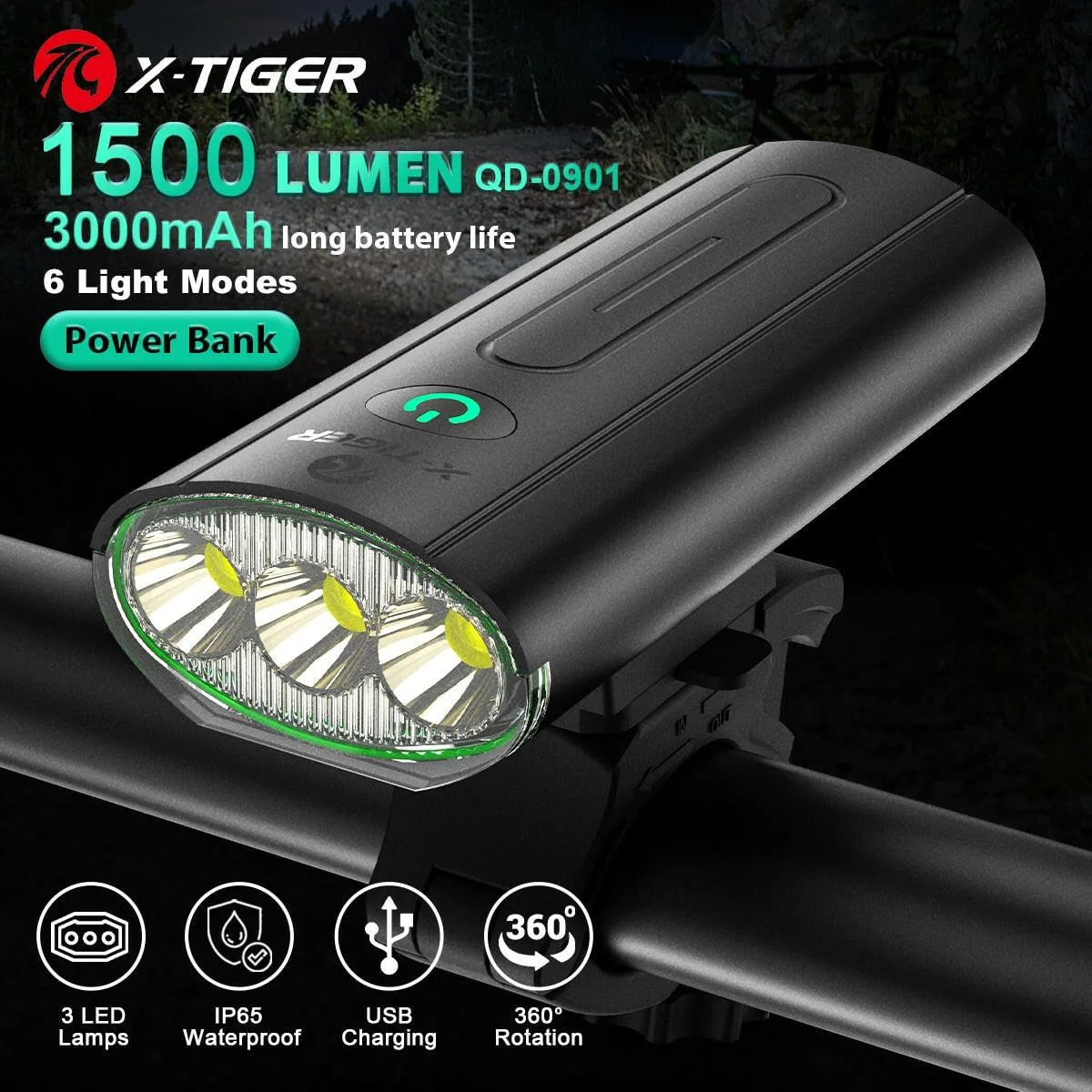 X-TIGER Bicycle Light Set Rainproof Headlight   Tail light USB Charging LED Cycling Lights Front Lamp Ultralight Bike Flashlight