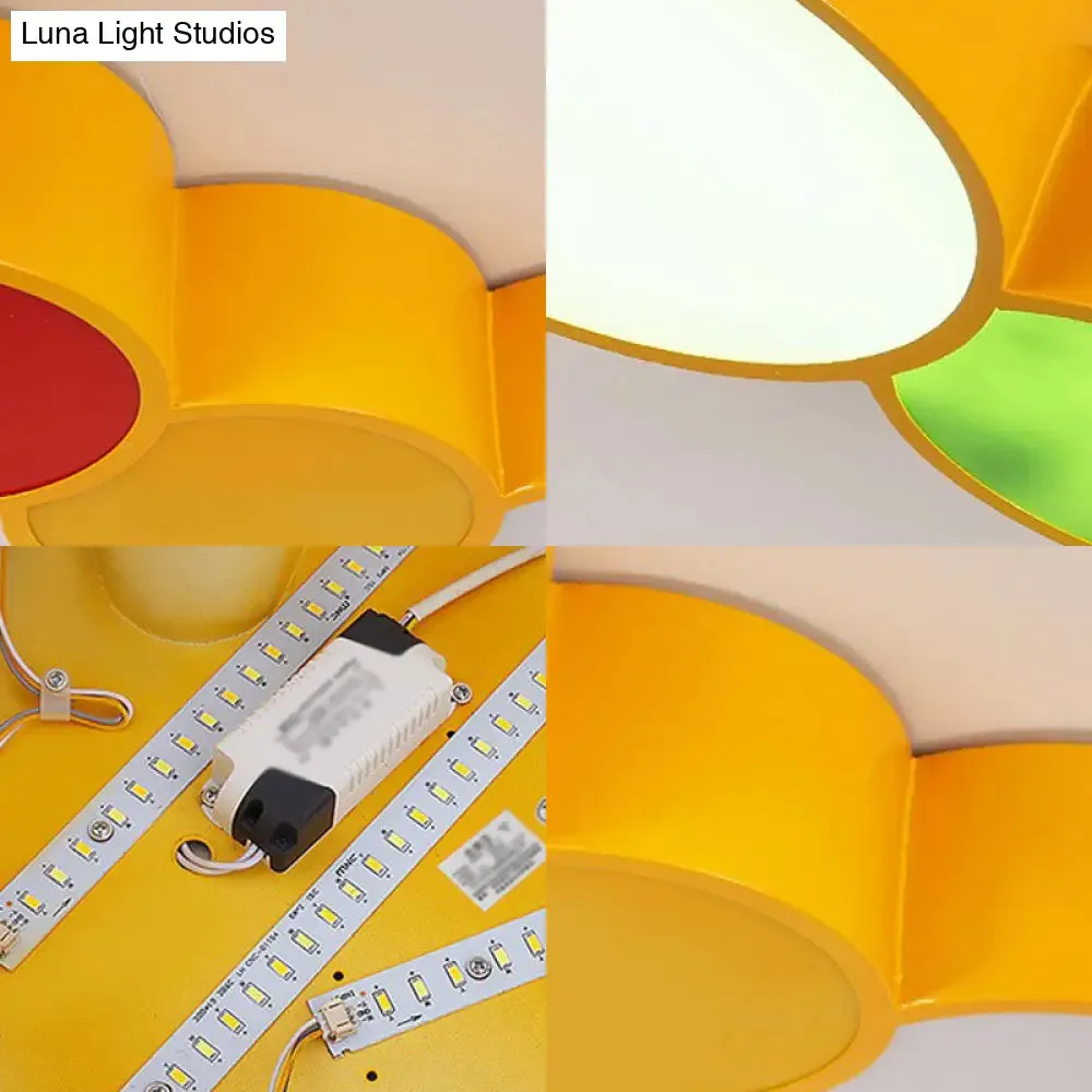 Yellow Metallic Cartoon Caterpillar LED Flush Mount Ceiling Light for Kindergarten"
or
"Kindergarten Cartoon Caterpillar LED Flush Mount Ceiling Light in Yellow Metal