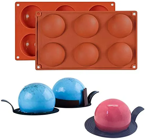 Zollyss Silicone 6-Cavity Large Hemisphere Dome Silicone Mold,Half Sphere Silicone Tray (Random Color) for Chocolate, Cake, Jelly, Pudding, Handmade Soap(Pack of 1)